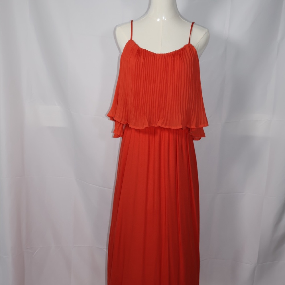 Anthropologie Orange Maxi Sundress Spaghetti Strap Wedding